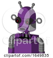 Purple Automaton With Dome Head And Round Mouth And Black Glowing Red Eyes And Double Antenna