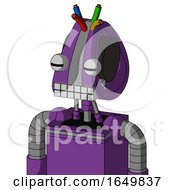 Purple Automaton With Droid Head And Keyboard Mouth And Two Eyes And Wire Hair