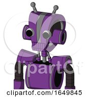 Purple Automaton With Droid Head And Toothy Mouth And Two Eyes And Double Antenna