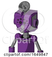 Purple Automaton With Mechanical Head And Pipes Mouth And Bug Eyes And Radar Dish Hat