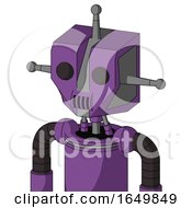 Purple Automaton With Mechanical Head And Speakers Mouth And Two Eyes And Single Antenna
