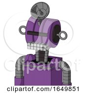 Purple Automaton With Multi Toroid Head And Keyboard Mouth And Black Visor Cyclops And Radar Dish Hat
