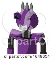 Purple Automaton With Rounded Head And Teeth Mouth And Angry Eyes And Three Spiked