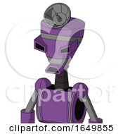 Purple Automaton With Vase Head And Sad Mouth And Angry Eyes And Radar Dish Hat