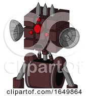Purple Droid With Cube Head And Sad Mouth And Cyclops Compound Eyes And Three Spiked