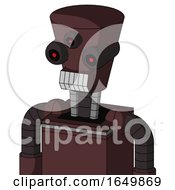 Purple Droid With Cylinder Conic Head And Teeth Mouth And Three Eyed