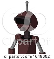 Purple Droid With Rounded Head And Speakers Mouth And Black Visor Eye And Single Antenna