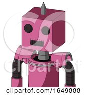 Pink Robot With Box Head And Dark Tooth Mouth And Two Eyes And Spike Tip