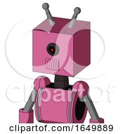 Pink Robot With Box Head And Speakers Mouth And Black Cyclops Eye And Double Antenna