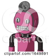 Pink Robot With Bubble Head And Keyboard Mouth And Two Eyes And Radar Dish Hat