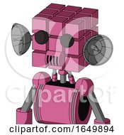 Pink Robot With Cube Head And Speakers Mouth And Two Eyes