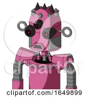 Pink Robot With Dome Head And Sad Mouth And Three-Eyed And Three Dark Spikes