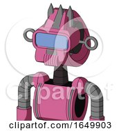 Pink Robot With Droid Head And Speakers Mouth And Large Blue Visor Eye And Three Spiked