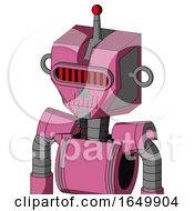 Pink Robot With Mechanical Head And Toothy Mouth And Visor Eye And Single Led Antenna