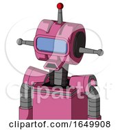 Pink Robot With Multi-Toroid Head And Sad Mouth And Large Blue Visor Eye And Single Led Antenna