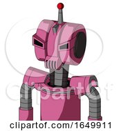 Pink Robot With Multi-Toroid Head And Speakers Mouth And Angry Eyes And Single Led Antenna