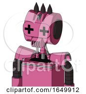 Pink Robot With Multi-Toroid Head And Speakers Mouth And Plus Sign Eyes And Three Dark Spikes