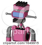 Pink Robot With Vase Head And Keyboard Mouth And Large Blue Visor Eye And Pipe Hair