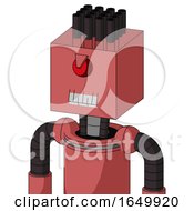 Pinkish Mech With Box Head And Teeth Mouth And Angry Cyclops And Pipe Hair