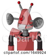 Pinkish Mech With Cone Head And Teeth Mouth And Angry Cyclops And Double Led Antenna