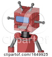 Pinkish Mech With Cube Head And Square Mouth And Large Blue Visor Eye And Double Antenna