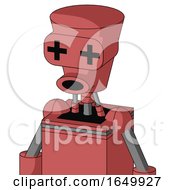 Pinkish Mech With Cylinder Conic Head And Round Mouth And Plus Sign Eyes