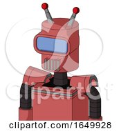 Pinkish Mech With Cylinder Head And Vent Mouth And Large Blue Visor Eye And Double Led Antenna