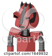 Pinkish Mech With Droid Head And Round Mouth And Angry Eyes And Three Dark Spikes