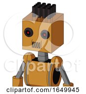 Peach Droid With Box Head And Speakers Mouth And Black Glowing Red Eyes And Pipe Hair