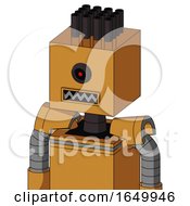 Peach Droid With Box Head And Square Mouth And Black Cyclops Eye And Pipe Hair