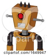 Peach Droid With Box Head And Teeth Mouth And Cyclops Eye And Three Dark Spikes