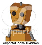 Peach Droid With Box Head And Toothy Mouth And Two Eyes And Spike Tip