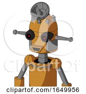 Peach Droid With Dome Head And Happy Mouth And Black Glowing Red Eyes And Radar Dish Hat