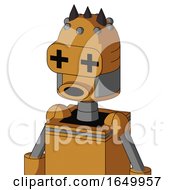 Peach Droid With Dome Head And Round Mouth And Plus Sign Eyes And Three Dark Spikes