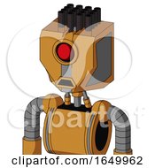 Peach Droid With Mechanical Head And Sad Mouth And Cyclops Eye And Pipe Hair