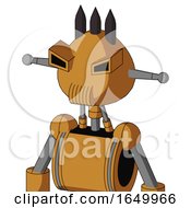 Peach Droid With Rounded Head And Speakers Mouth And Angry Eyes And Three Dark Spikes