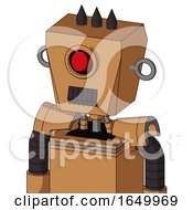 Peach Mech With Box Head And Dark Tooth Mouth And Cyclops Eye And Three Dark Spikes