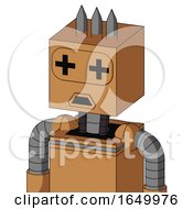 Peach Mech With Box Head And Sad Mouth And Plus Sign Eyes And Three Spiked