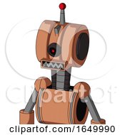 Peach Robot With Multi Toroid Head And Square Mouth And Black Cyclops Eye And Single Led Antenna