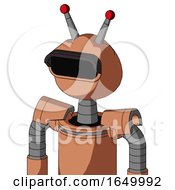 Peach Robot With Rounded Head And Black Visor Eye And Double Led Antenna