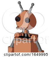 Peach Robot With Rounded Head And Pipes Mouth And Red Eyed And Double Antenna