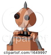 Peach Robot With Rounded Head And Speakers Mouth And Red Eyed And Spike Tip