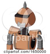 Peach Robot With Rounded Head And Teeth Mouth And Black Visor Cyclops And Spike Tip