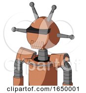 Peach Robot With Rounded Head And Toothy Mouth And Black Visor Cyclops And Double Antenna