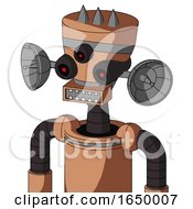 Peach Robot With Vase Head And Square Mouth And Three Eyed And Three Spiked