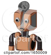 Peach Robot With Mechanical Head And Sad Mouth And Two Eyes And Radar Dish Hat