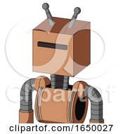 Peach Robot With Box Head And Black Visor Cyclops And Double Antenna