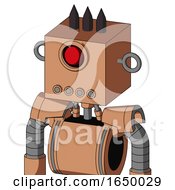 Peach Robot With Box Head And Pipes Mouth And Cyclops Eye And Three Dark Spikes