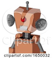 Peach Robot With Box Head And Teeth Mouth And Angry Cyclops And Single Antenna