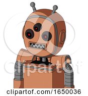 Peach Robot With Bubble Head And Square Mouth And Three Eyed And Double Antenna